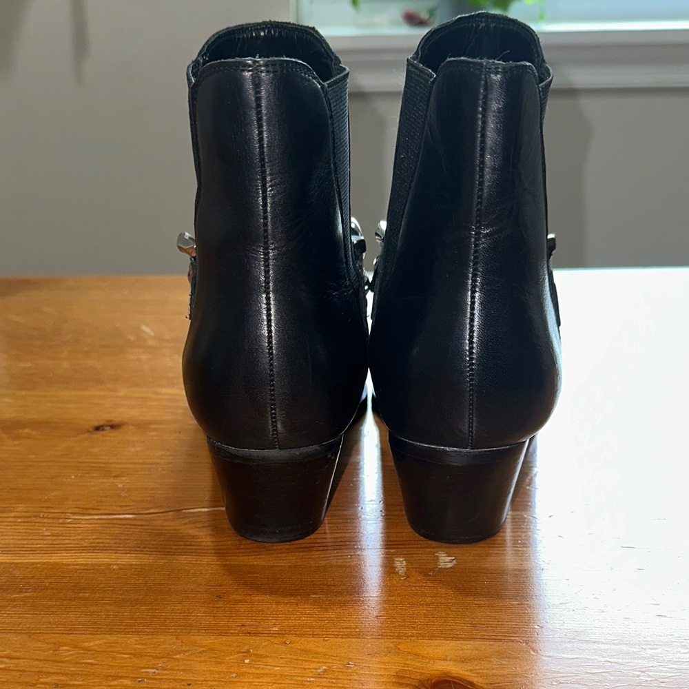 Marc Fisher Black Ankle Booties with Silver Chain Detail - Picture 8 of 13
